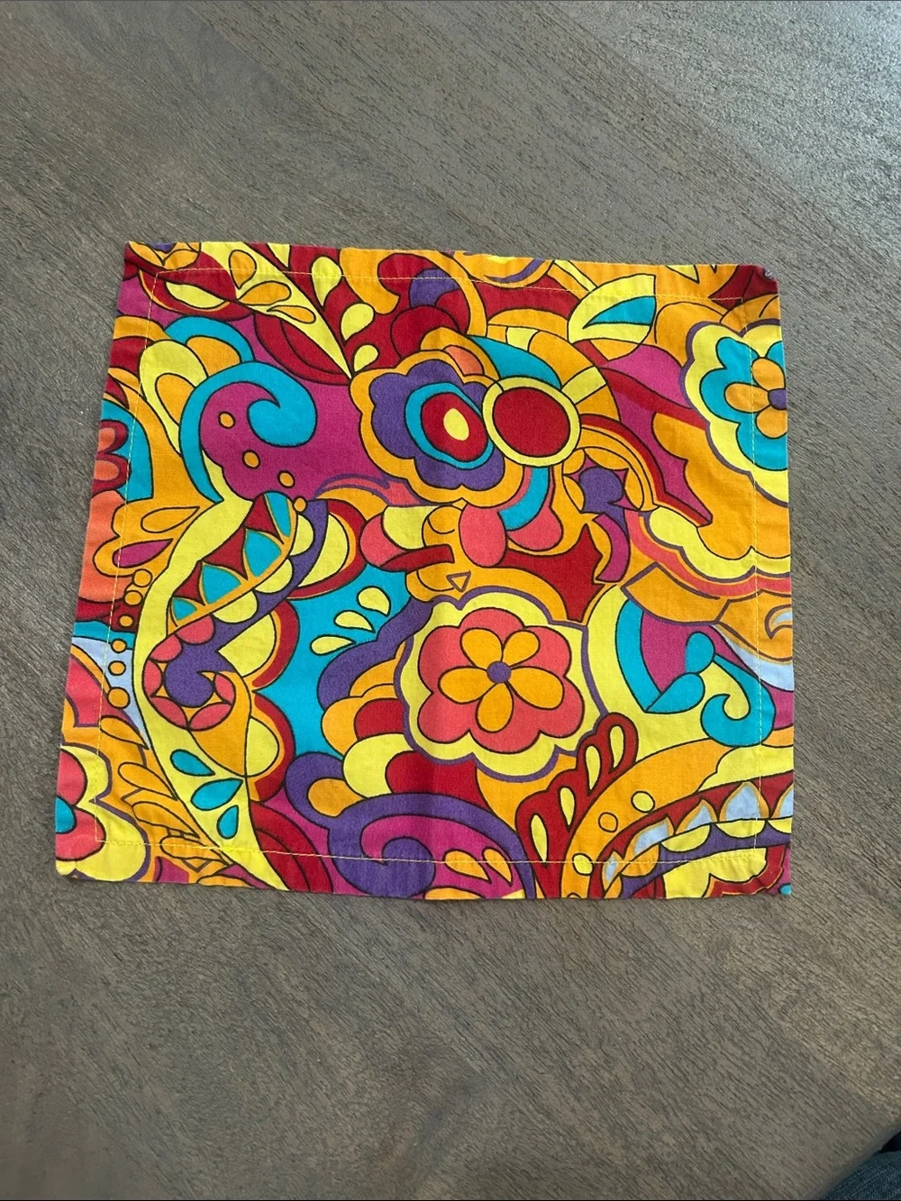 Crate&Barrel Vibrant Floral Multicolor Napkin - Yellow, Red, Turquoise, Purple